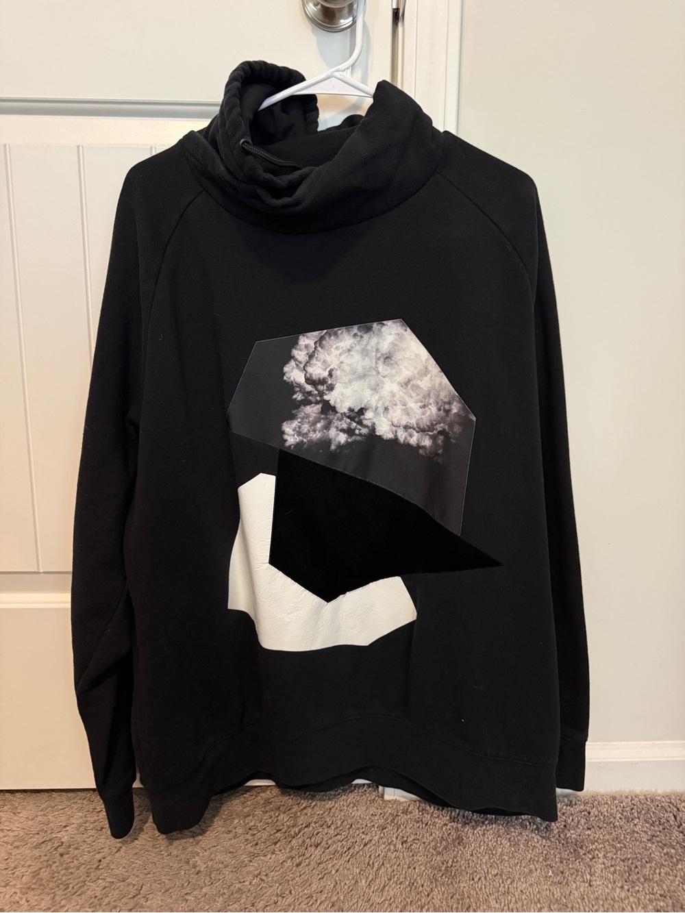 H&M Black Graphic Funnel-Neck Men's Sweater